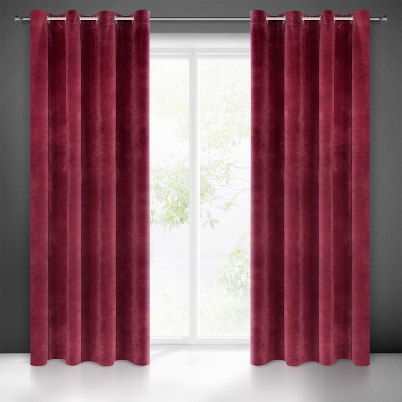 ZASŁONA welwet welur velvet kółka 140X250 BORDOWA