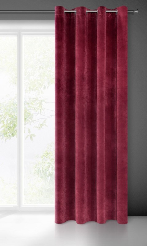 ZASŁONA welwet welur velvet kółka 140X250 BORDOWA