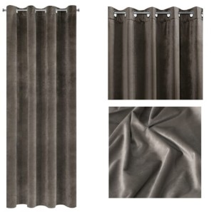 ZASŁONA welwet welur velvet kółka 140X250 GRAFITOWA
