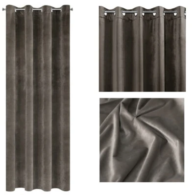 ZASŁONA welwet welur velvet kółka 140X250 GRAFITOWA