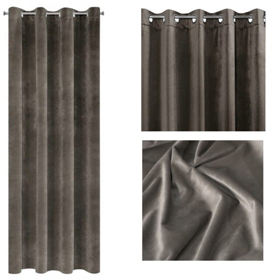 ZASŁONA welwet welur velvet kółka 140X250 GRAFITOWA