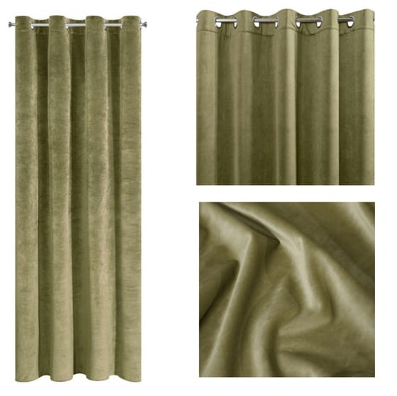 ZASŁONA welwet welur velvet kółka 140X250 OLIWKOWA