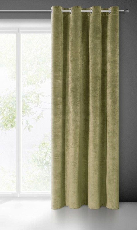 ZASŁONA welwet welur velvet kółka 140X250 OLIWKOWA