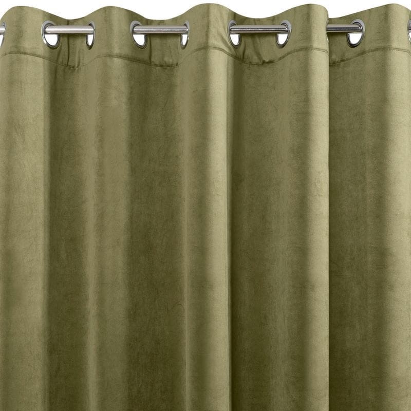 ZASŁONA welwet welur velvet kółka 140X250 OLIWKOWA