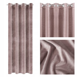 ZASŁONA welwet welur velvet kółka 140X250 PUDROWA