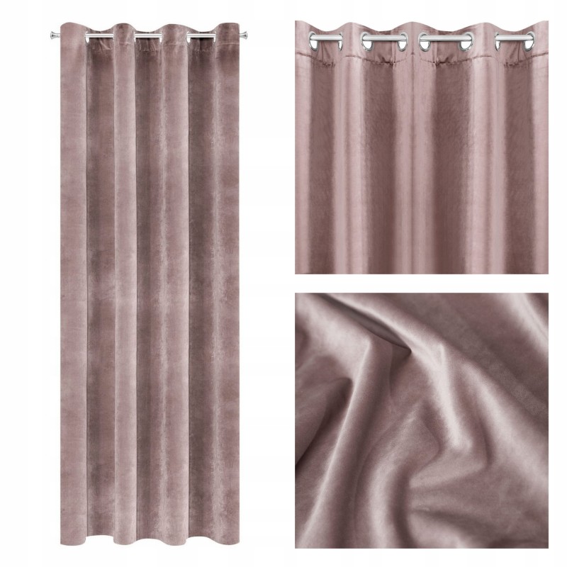ZASŁONA welwet welur velvet kółka 140X250 PUDROWA