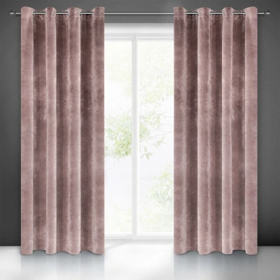 ZASŁONA welwet welur velvet kółka 140X250 PUDROWA