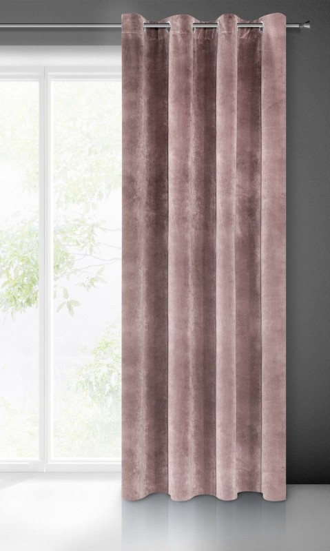 ZASŁONA welwet welur velvet kółka 140X250 PUDROWA