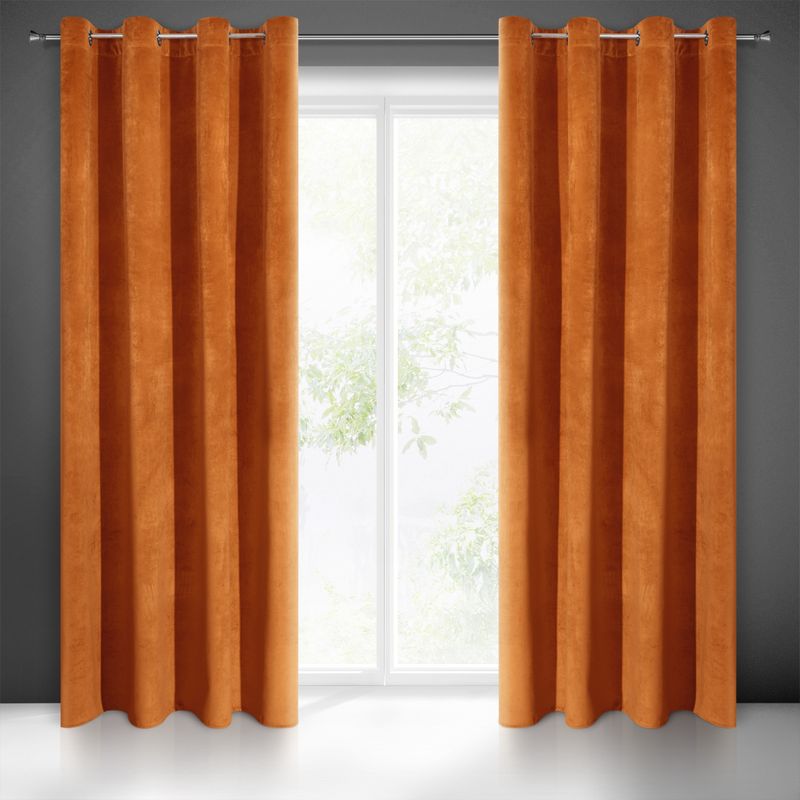 ZASŁONA welwet welur velvet kółka 140X250 RUDA