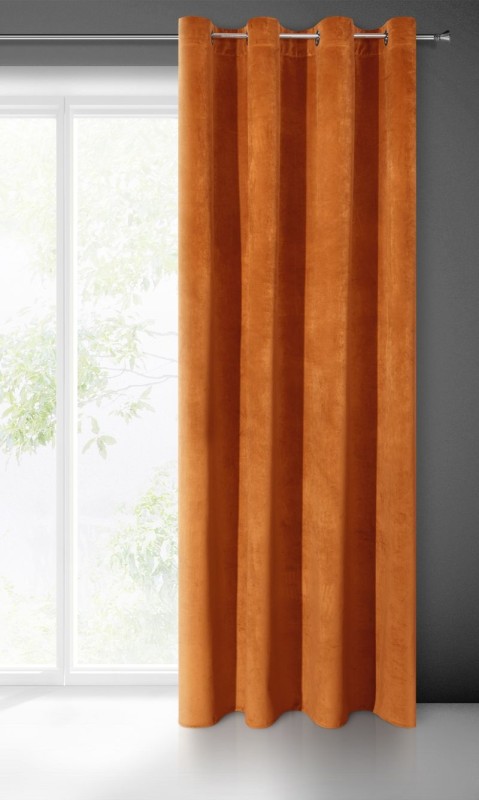 ZASŁONA welwet welur velvet kółka 140X250 RUDA