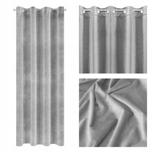 ZASŁONA welwet welur velvet kółka 140X250 SZARA