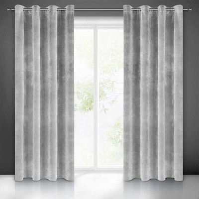 ZASŁONA welwet welur velvet kółka 140X250 SZARA