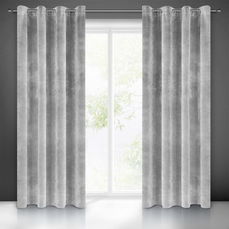 ZASŁONA welwet welur velvet kółka 140X250 SZARA