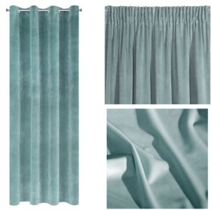 ZASŁONA welwet welur velvet kółka 140X250 TURKUSOWA