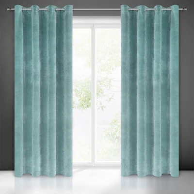 ZASŁONA welwet welur velvet kółka 140X250 TURKUSOWA