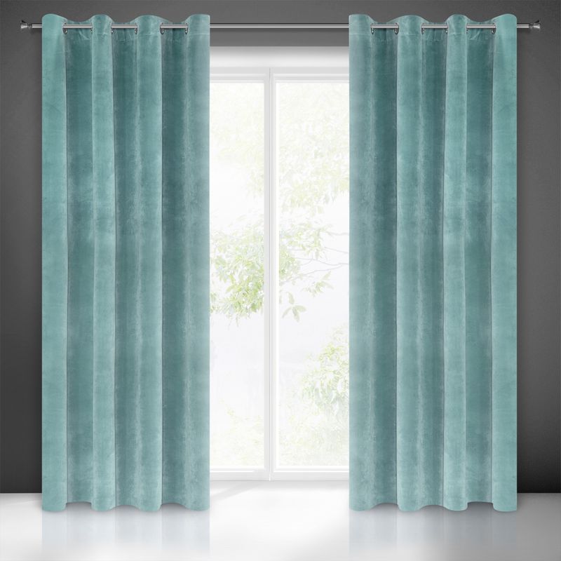 ZASŁONA welwet welur velvet kółka 140X250 TURKUSOWA