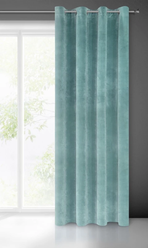 ZASŁONA welwet welur velvet kółka 140X250 TURKUSOWA