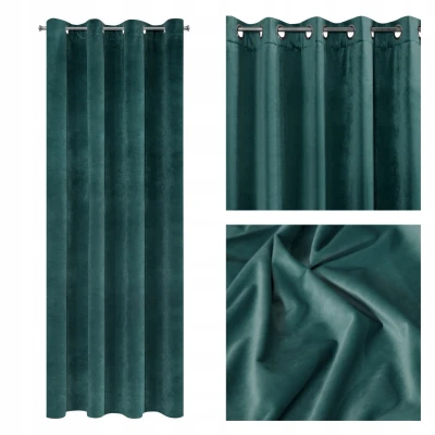 ZASŁONA welwet welur velvet kółka 140X250 zielona