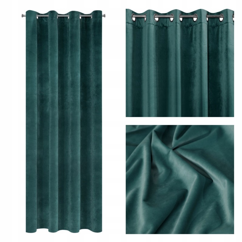 ZASŁONA welwet welur velvet kółka 140X250 zielona