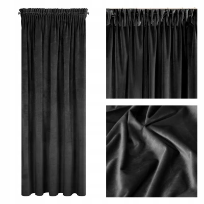 ZASŁONA welwet welur velvet TAŚMA 140X270 CZARNA