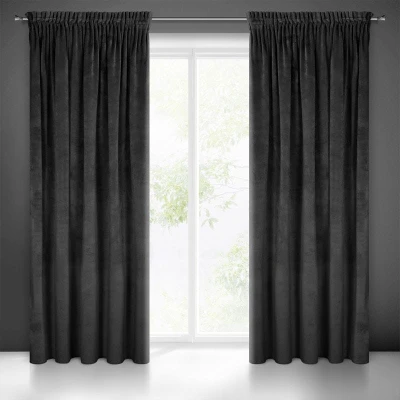 ZASŁONA welwet welur velvet TAŚMA 140X270 CZARNA