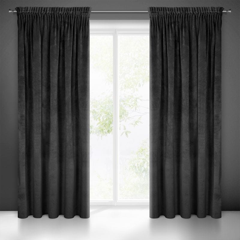 ZASŁONA welwet welur velvet TAŚMA 140X270 CZARNA