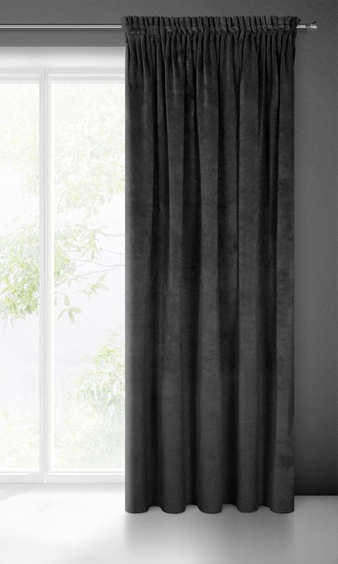ZASŁONA welwet welur velvet TAŚMA 140X270 CZARNA