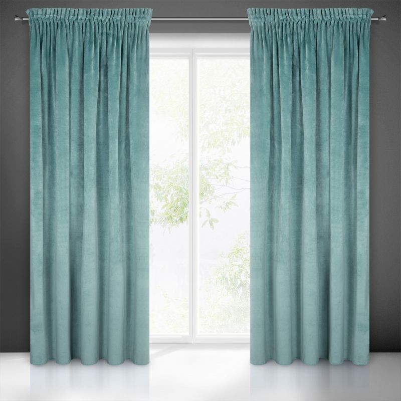 ZASŁONA welwet welur velvet TAŚMA 140X270 TURKUSOWA