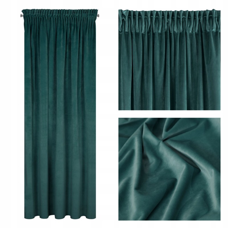 ZASŁONA welwet welur velvet TAŚMA 140X270 ZIELONA