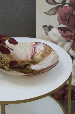 SZKLANA MISA OZDOBNA MISKA NACZYNIE 43X7 POMARAŃCZ