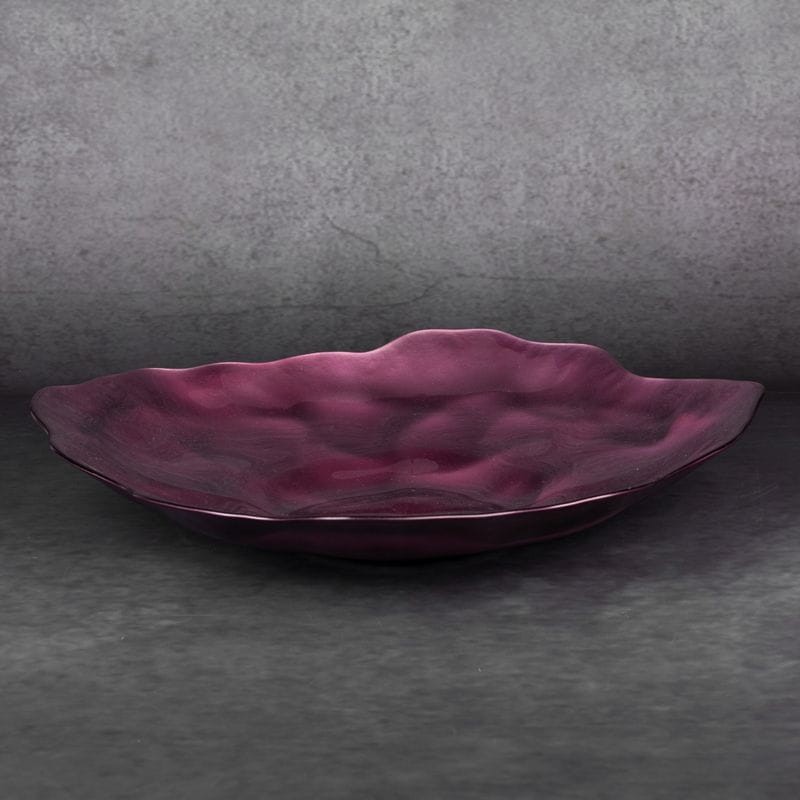 SZKLANA MISA DEKORACYJNA MISKA 40X5 CM BURGUNDOWA