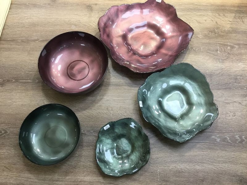 SZKLANA MISA DEKORACYJNA MISKA 40X5 CM BURGUNDOWA