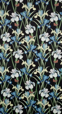 ZASŁONA PRZELOTKI WELUR KWIATY 140X250 NIEBIESKI