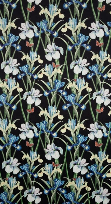 ZASŁONA PRZELOTKI WELUR KWIATY 140X250 NIEBIESKI