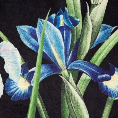 ZASŁONA PRZELOTKI WELUR KWIATY 140X250 NIEBIESKI