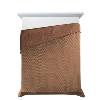 NARZUTA VELVET WELUR PIKOWANA 220X240 CM CEGLANA