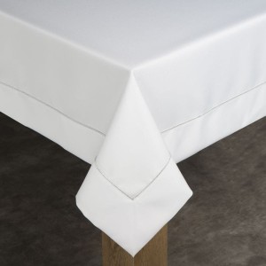 Obrus Madele 145x260 cm biały z lamówką, 100% poliester, 190 GSM