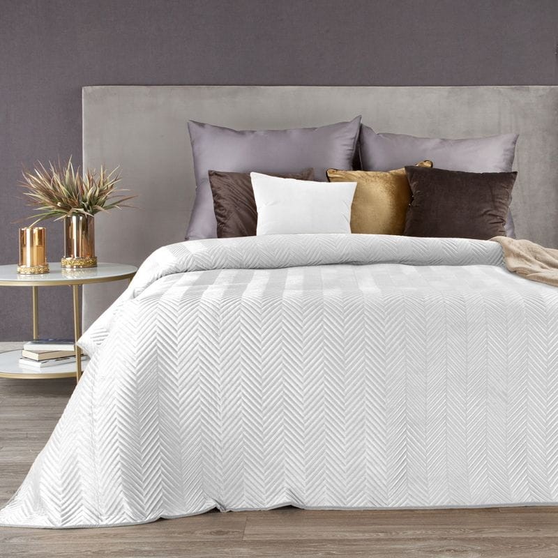 NARZUTA KAPA WELUROWA VELVET KOC 170X210 CM BIAŁA