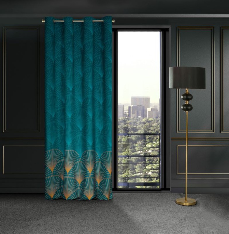 ZASŁONA 140x250 TURKUSOWA WELUR VELVET PRZELOTKI
