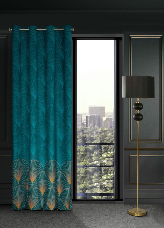 ZASŁONA 140x250 TURKUSOWA WELUR VELVET PRZELOTKI