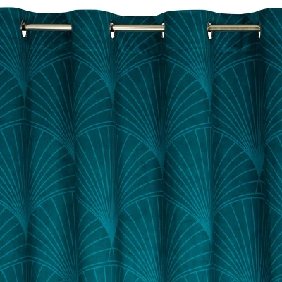 ZASŁONA 140x250 TURKUSOWA WELUR VELVET PRZELOTKI
