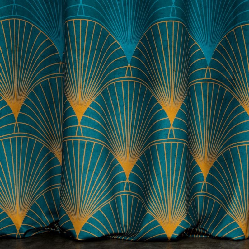 ZASŁONA 140x250 TURKUSOWA WELUR VELVET PRZELOTKI