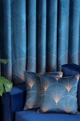 ZASŁONA 140x250 TURKUSOWA WELUR VELVET PRZELOTKI