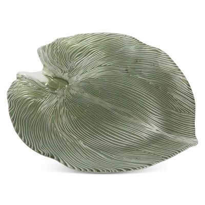 PATERA DEKORACYJNA TALERZ LIŚĆ ZIELONA 38X34