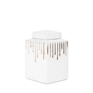 CERAMICZNY SŁOIK POJEMNIK GLAMOUR 14X14X23CM BIAŁY