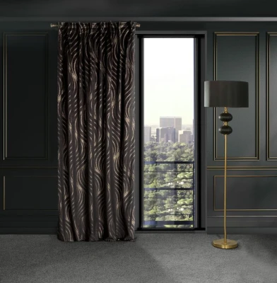 ZASŁONA 140X270 NA TAŚMIE WELUR VELVET CZARNA