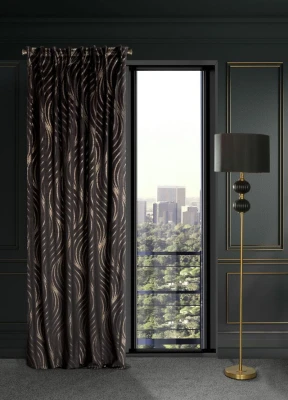 ZASŁONA 140X270 NA TAŚMIE WELUR VELVET CZARNA