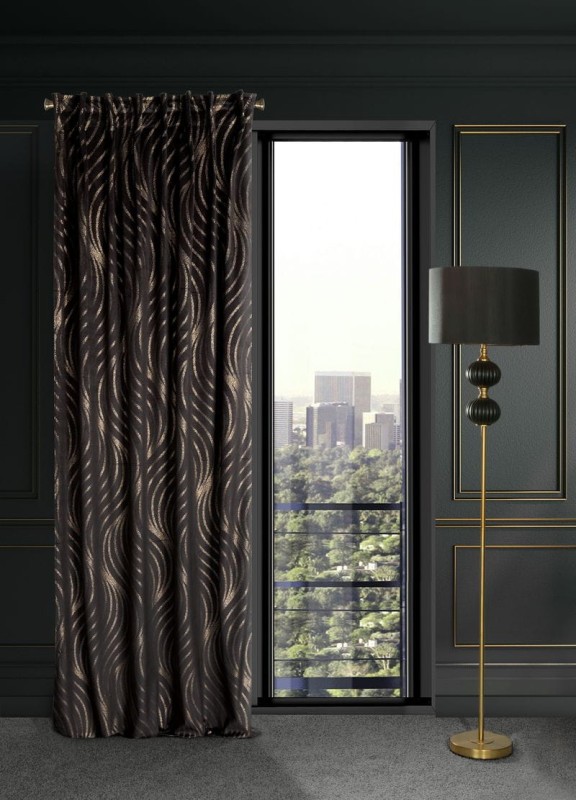ZASŁONA 140X270 NA TAŚMIE WELUR VELVET CZARNA