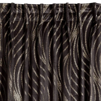 ZASŁONA 140X270 NA TAŚMIE WELUR VELVET CZARNA