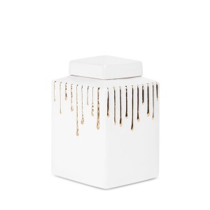 CERAMICZNY SŁOIK POJEMNIK GLAMOUR 4X14X28 CM BIAŁY